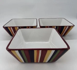 Pampered Chef Simple Additions 7.5" Square Striped Serving Bowls Set of 3 - Picture 1 of 13