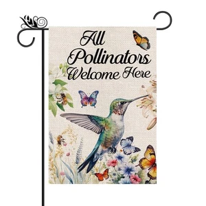 Spring Garden Flag Hummingbird Vertical Double Sided Seasonal Butterfly Yard ... - Picture 1 of 6