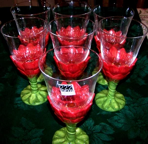7 Lovely Unused 222 Fifth Dalia Ceramic Base With Glass Top Goblets - Picture 1 of 2