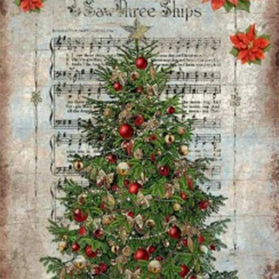 Papel decoupage A5, A4 y A3 para manualidades MÚSICA ÁRBOL DE NAVIDAD papel de arroz Foto 1 de 4