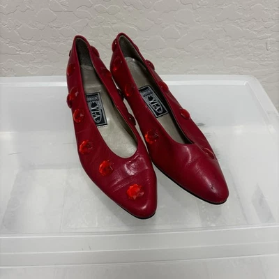 Bandolino Red Leather Shoes Low Heel Pump Size 8.5 Costume Dorothy Wizard Of OZ - Image 1 of 4