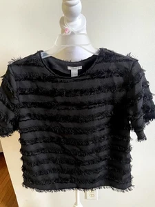 Blusa para mujer H&M con flecos recortados manga corta talla 2 oficina informal elegante  - Imagen 1 de 6