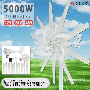 5000W Wind Turbine Generator 10 Blades Charger Controller Green Power 12/24/48V - Picture 1 of 17