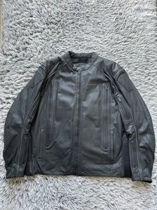 Triumph Jacket Mens 2XL Black Leather Motorcycle Biker Padded - Bild 1 von 12