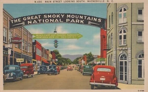 Waynesville North Carolina NC Cars on Street Smokey Mountains NP Postcard a14505 - Picture 1 of 8
