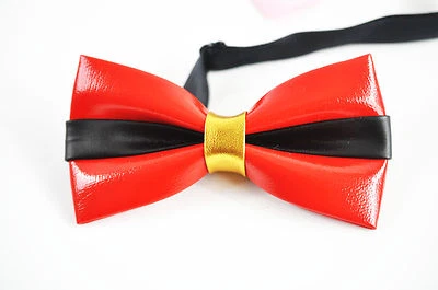  Мужские ПВХ искусственной кожи золото ярко красный блестящий галстук-бабочка галстуки-бабочки свадьбы вечеринки - Изображение 1 из 3