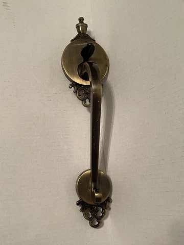 VINTAGE Large Front Door or Gate Handle Brushed Brass Color - 15” Long Cover