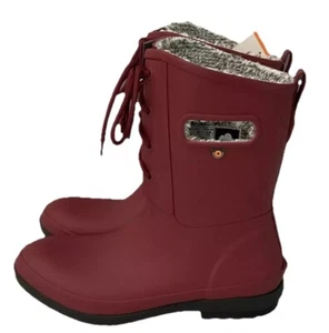 Bogs Amanda II Lace Womens Sz 10 Cranberry Winter Rain Boots Waterproof / Read - Picture 1 of 11