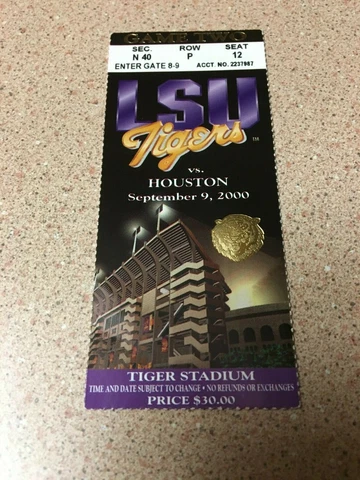 VINTAGE 2000 LSU TIGERS VS HOUSTON COUGARS OLD TICKET STUB FOOTBALL Cover