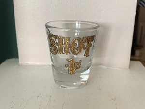 SHOT 1 Cent Shot Glass Clear with 22K Gold Detail 2 1/4" Vintage Culver Glass - Picture 1 of 7