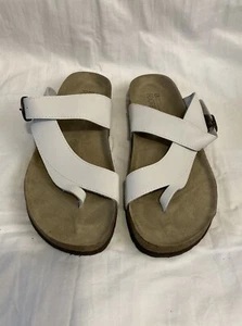White Mountain Womens 11 M Carly Footbed Slip On Sandal Thong Leather White - Picture 1 of 6