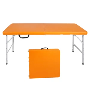 4ft Orange Portable Folding Table Indoor&Outdoor Max Weight 135KG Foldable Table - Picture 1 of 7