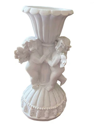 Ceramic Pillar Candle Holder, White European Style Hand Carved Tea Light Holder - Image 1 of 4