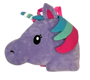Einhorn Rucksack lila rosa Träger Plüsch Stofftier eine Reißverschlusstasche - Bild 1 von 12