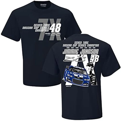 Jimmie Johnson #48 NASCAR 2023 Lowe's 7X Champ Adult 2 Sided T-Shirt Cover