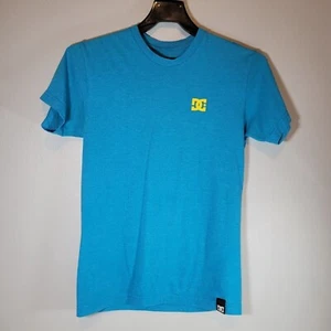 DC Shoes Mens Shirt Small Blue with Yellow Logo Short Sleeve Casual - Picture 1 of 5