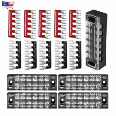 15Pcs (5 Sets) 6 Positions Dual Row 600V 15A Screw Terminal Strip Blocks - Image 1 of 4