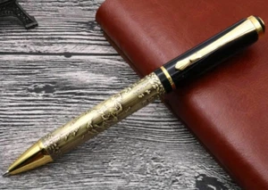 Baoer 507 Eight Horses Metal Ballpoint Pen, Bronze with Gold Trim, Black Ink - Picture 1 of 4