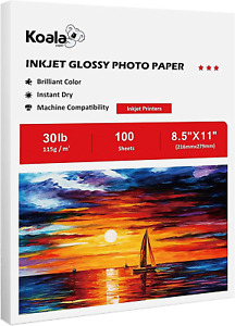 Koala Glossy Thin Inkjet Paper 8.5X11 Inches 100 Sheets Compatible with Inkjet