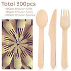 100 Disposable Wooden Cutlery Spoons Forks Knives Party Outdoor Picnic Tableware