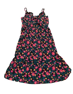 Isobelle Black Floral Frill Long Sun Dress - Size 22 Plus - Picture 1 of 10