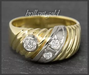 Diamant Ring, 0,50ct Brillanten, 16,4g 585 Gold, Gelbgold & Weißgold Bandring - Bild 1 von 8