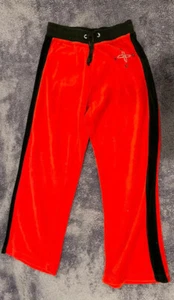 VTG BCBG Velour Pants Red black warm winter holiday drawstring BCBGMAXAZRIA - Picture 1 of 3