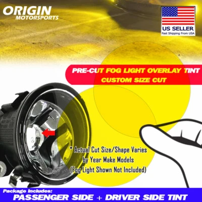 Yellow Precut Fog Light Overlay Tint Covers Film Fits Subaru BRZ 2013-2016 - Image 1 of 4