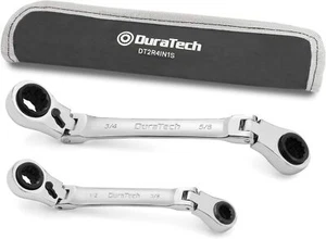 4-In 1 Flex-Head Reversible Ratcheting Wrench Set SAE 2-Piece Quality Wrenches - Picture 1 of 8