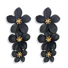boucles d'oreille femmes fleurs superposées résine noires été top qualité cadeau