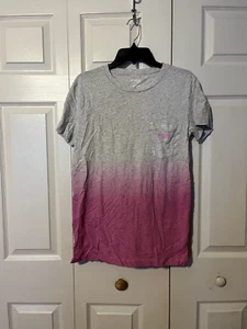 Victoria's Secret PINK Gray & Pink Ombre Dip Dye Pocket Campus T-Shirt XS NEW! - Picture 1 of 6