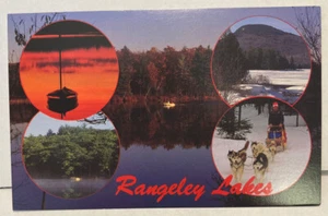 Rangeley Lakes Maine Fishing Hunting Skiing Sled Dogs Multiview Postcard E12 - Picture 1 of 3