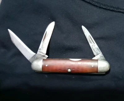 Cuchillo de ganado Case XX 1940-64 genuino hueso rojo 6345 1/2 Foto 1 de 4