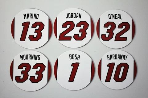 Miami Heat Retired Jerseys Magnet Set - Alonzo Mourning, Tim Hardaway, Shaq Bosh Cover