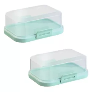 2 x Stapelbare Butterdose, Plastik-box-dose, Kunststoff-Dose, BPA-frei mint-grün - Bild 1 von 6