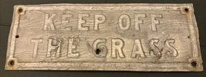 Vintage KEEP OF THE GRASS Tin Metal Sign - Picture 1 of 7