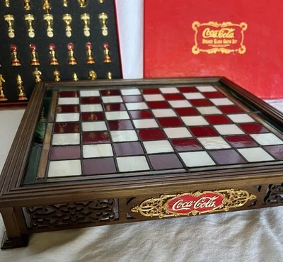 Franklin Mint COCA COLA Stained Glass Collectors CHESS SET Unused *NEW Retired - Image 1 of 4