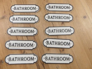 10 CAST IRON BATHROOM Signs Cast Iron Door Resale *PAINT DEFECTS* Flea Market - Picture 1 of 12