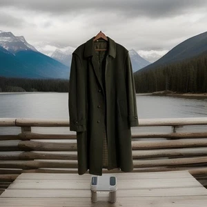 Vintage Loden Frey Unisex Green Wool Button Front Overcoat. Plus Sized  - Picture 1 of 6