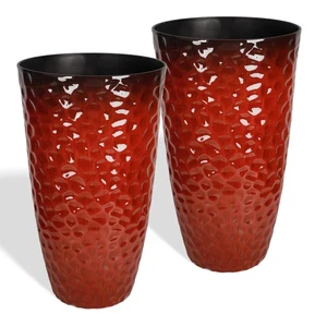 Garden 14" Dia x 24" H Large Plastic Planters with Drainage Hole, Set of 2 Ha... - Picture 1 of 7