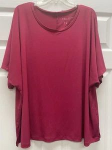 Susan Graver Damen Übergröße 3X beerefarben V-Ausschnitt modern Essentials Top Dolman SL - Bild 1 von 5
