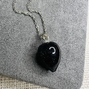 Kette Edelstahl Tropfen Galaxy 50 cm Damen Schmuck schwarz - Bild 1 von 5