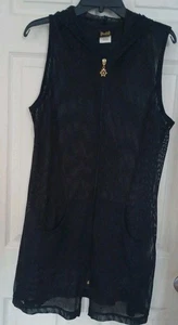 Dotti Damen schwarz Kapuze Schwimmen Überwurf mit Reißverschluss und Taschen Größe L - Bild 1 von 4