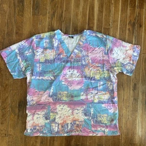 Barco Uniforms Women’s XL Multi Colored Short Sleeved Scrub Top. Pre Owned. - Picture 1 of 3