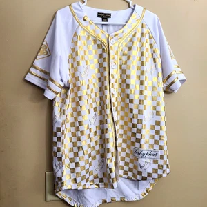 BABY PHAT DAMEN WEISS GOLD SS TOP SHIRT SEXY REICH AUSSEHEND 1XL - Bild 1 von 6