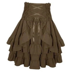 Women's Steampunk Renaissance Gothic Skirts Victorian Layered Ruffle Bustle - Picture 1 of 6