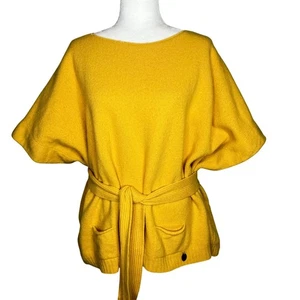 See by Chloe Yellow Wool Belted Poncho Top w/ Pockets - Picture 1 of 10