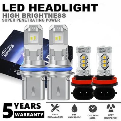 适用于三菱 Endeavor Utility 4 门 3.8L 2006 - 2011 LED 车头灯雾灯 — 第 1/4 张图片