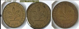 7 COIN LOT Germany  1971 G,F,D,J 1950 D,J  10 Pfennig In Coin  Flips. - Picture 1 of 16