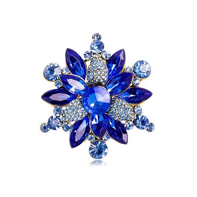 Broche Flor Estrás Rojo/Amarillo/Azul/Verde Cristal Flor Broche Grande F Foto 1 de 4